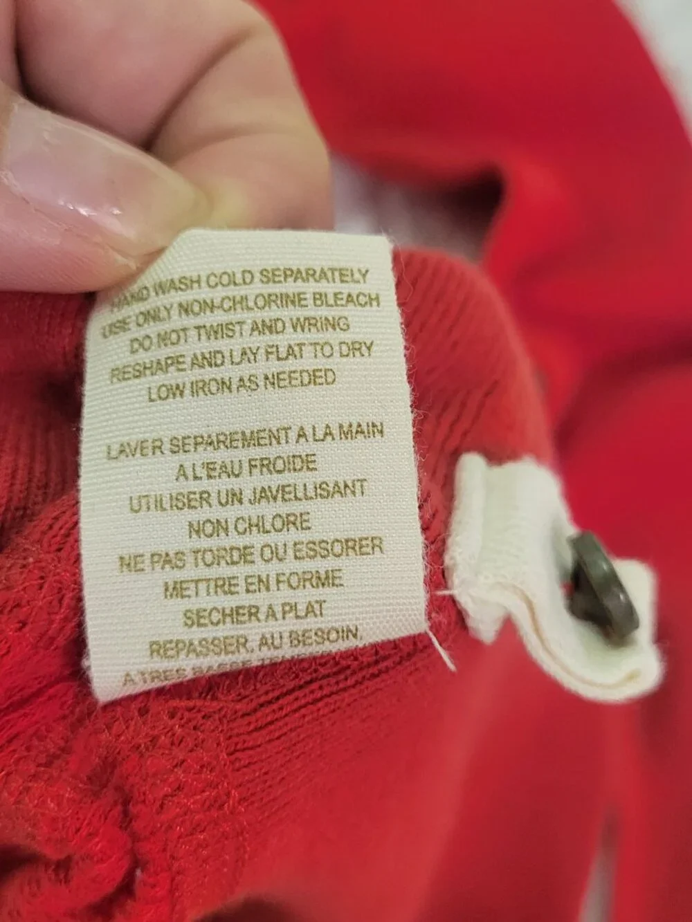 Free People Red Crochet Hood Hoodie Sweater Gold Metallic Snap Cuff Modal Size S